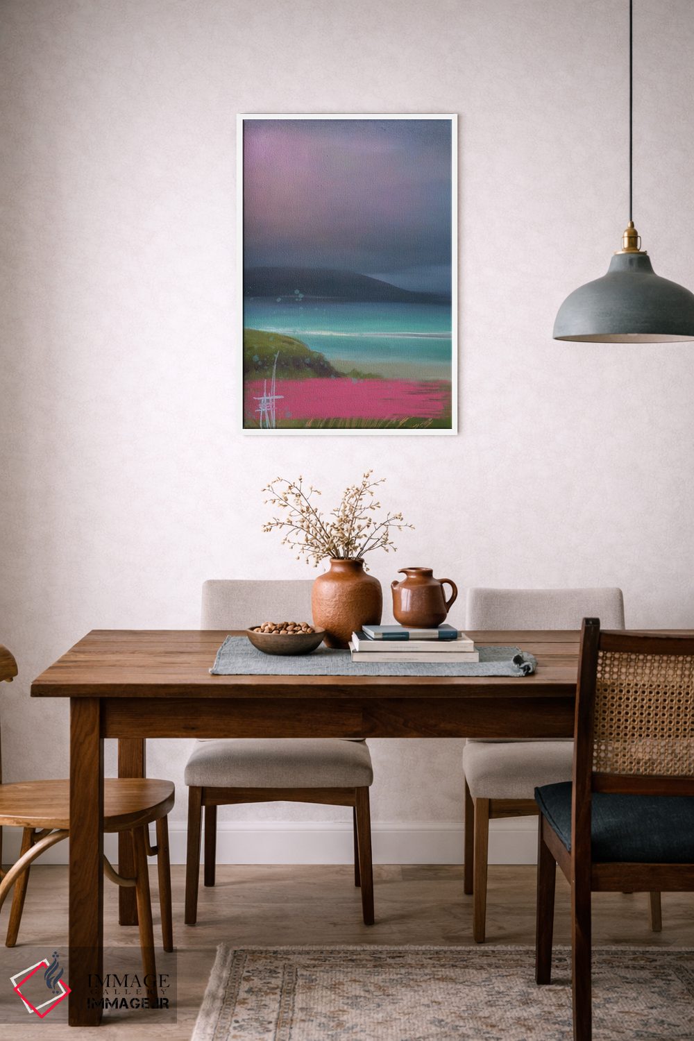 تابلو انتزاعی طوفان جزیره گل صورتی اثر جولیانا لوومر - D6W