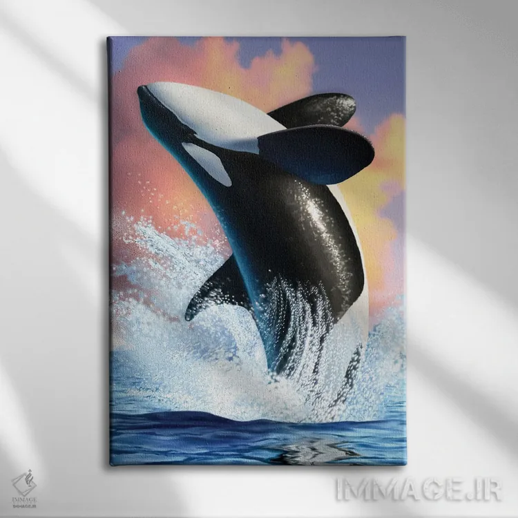 تابلو دکوراتیو نهنگ قاتل یک اثر جری لوفارو - نمای روبهرو روی دیوار