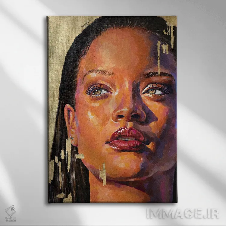 تابلو دکوراتیو ریحانا اثر جکی لیو - نمای روبهرو روی دیوار