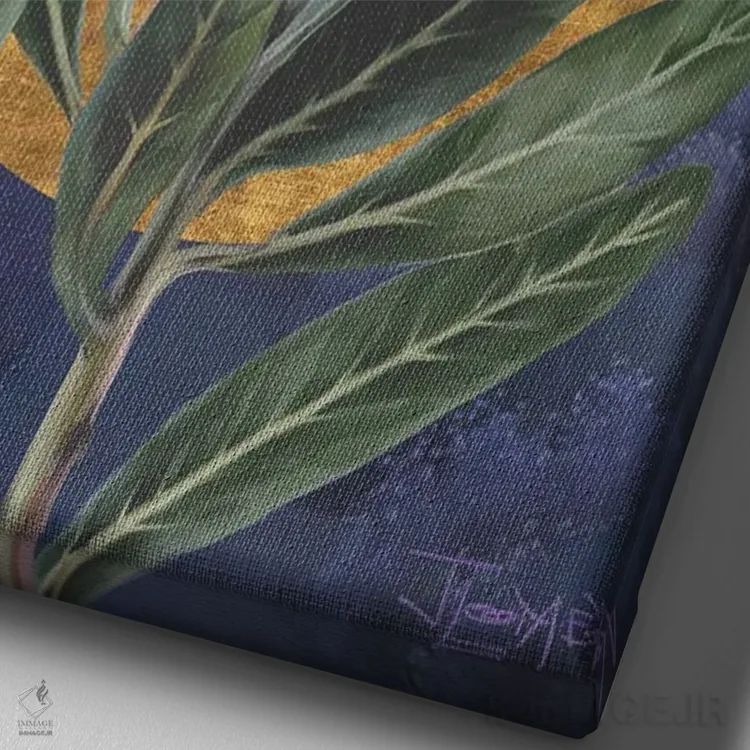 تابلو دکوراتیو طلوع پروتئای بنفش اثر جولیانا لوومر - نمای نزدیک بافت بوم