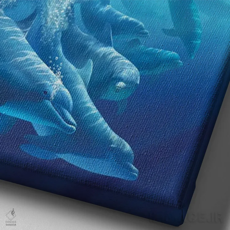 تابلو دکوراتیو سمفونی دلفینی اثر جری لوفارو - نمای نزدیک بافت بوم