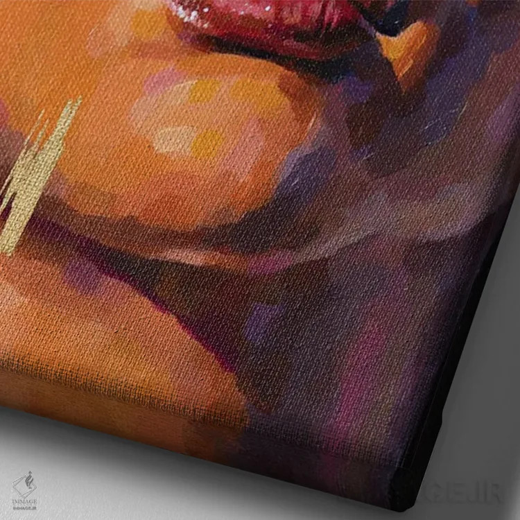 تابلو دکوراتیو ریحانا اثر جکی لیو - نمای نزدیک بافت بوم