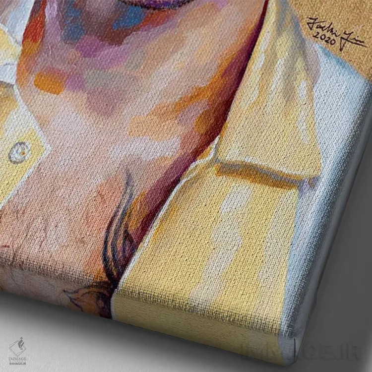 تابلو دکوراتیو هری استایلز اثر جکی لیو - نمای نزدیک بافت بوم