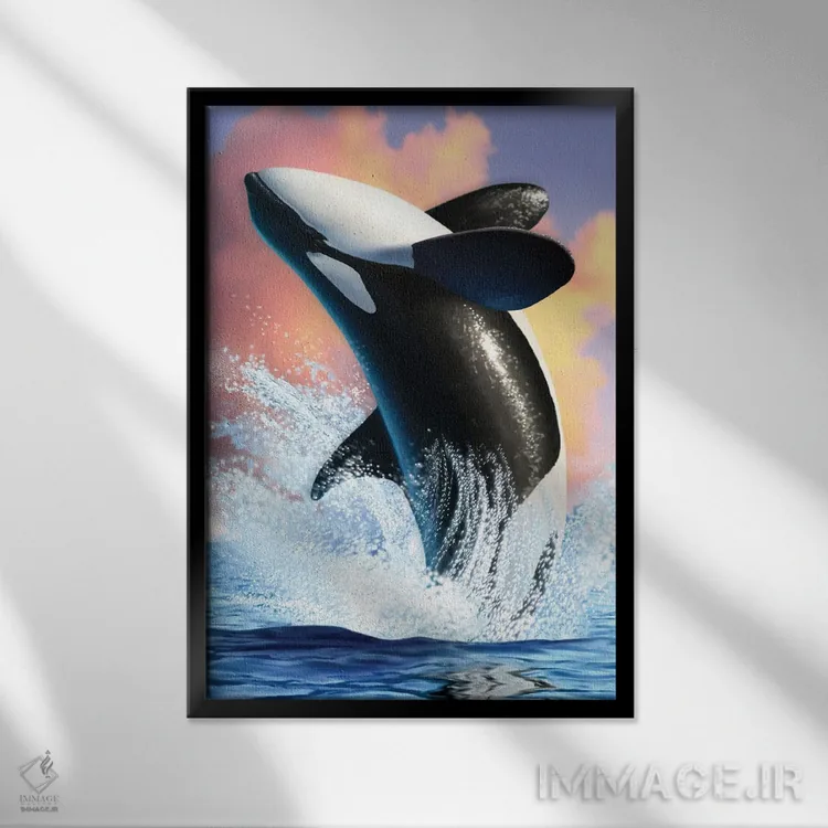 تابلو دکوراتیو نهنگ قاتل یک اثر جری لوفارو - نمای قابدار مشکی