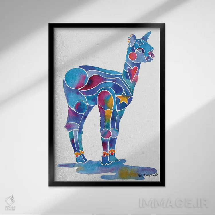 تابلو دکوراتیو بچه آلپاکا اثر جو لینچ - نمای قابدار مشکی