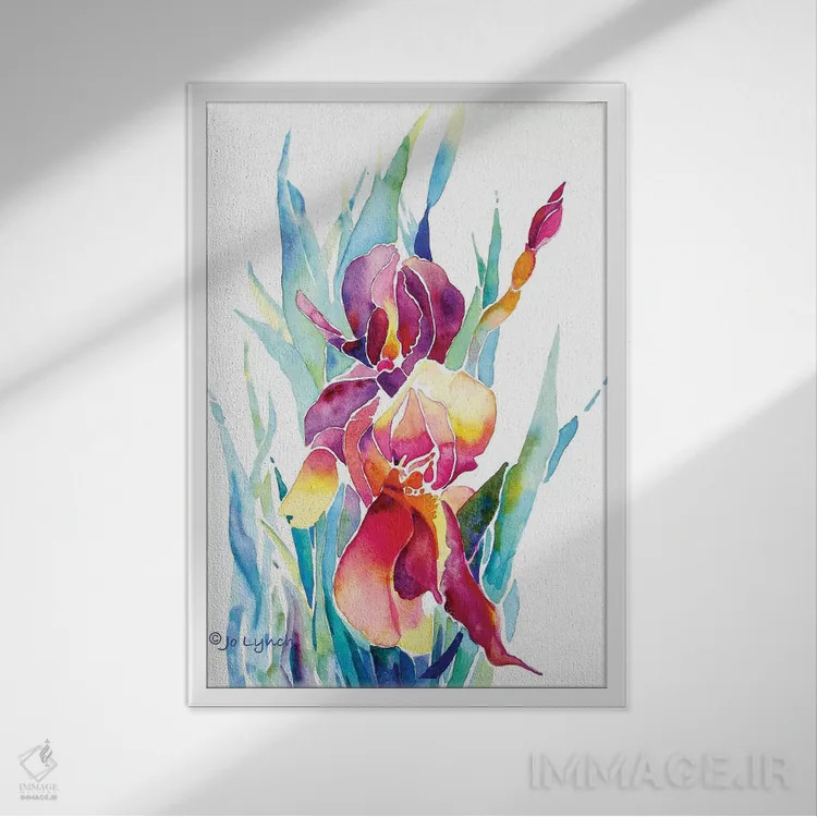 تابلو دکوراتیو گل زنبق اثر جو لینچ - نمای قابدار سفید