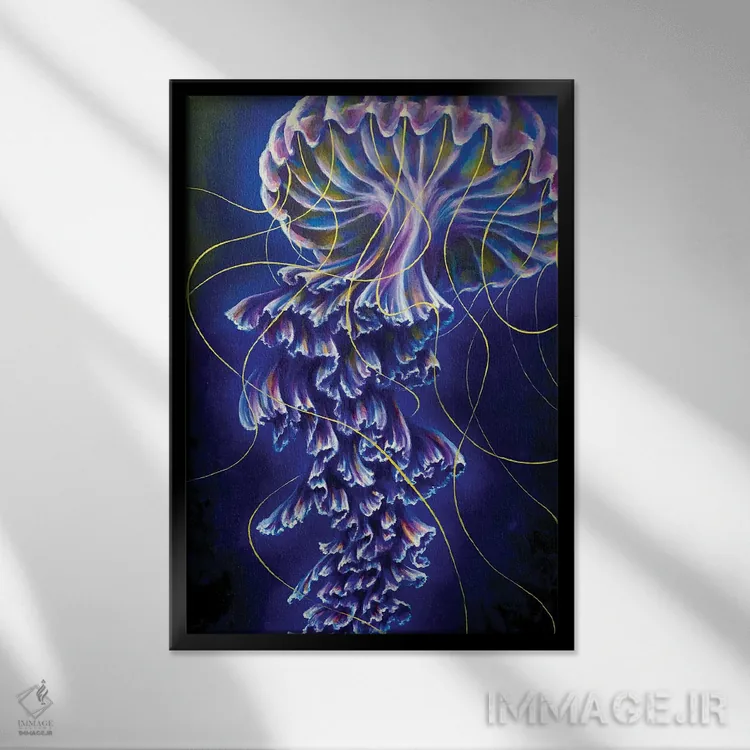 تابلو دکوراتیو اثیری اثر جکی لیو - نمای قابدار مشکی