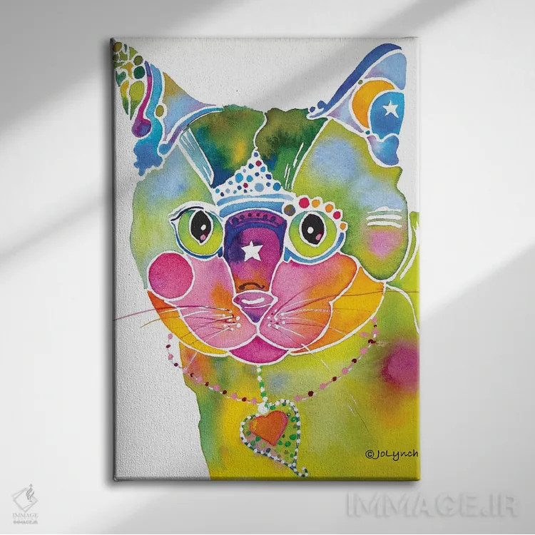 تابلو دکوراتیو گربه خیالی اثر جو لینچ - نمای روبهرو روی دیوار