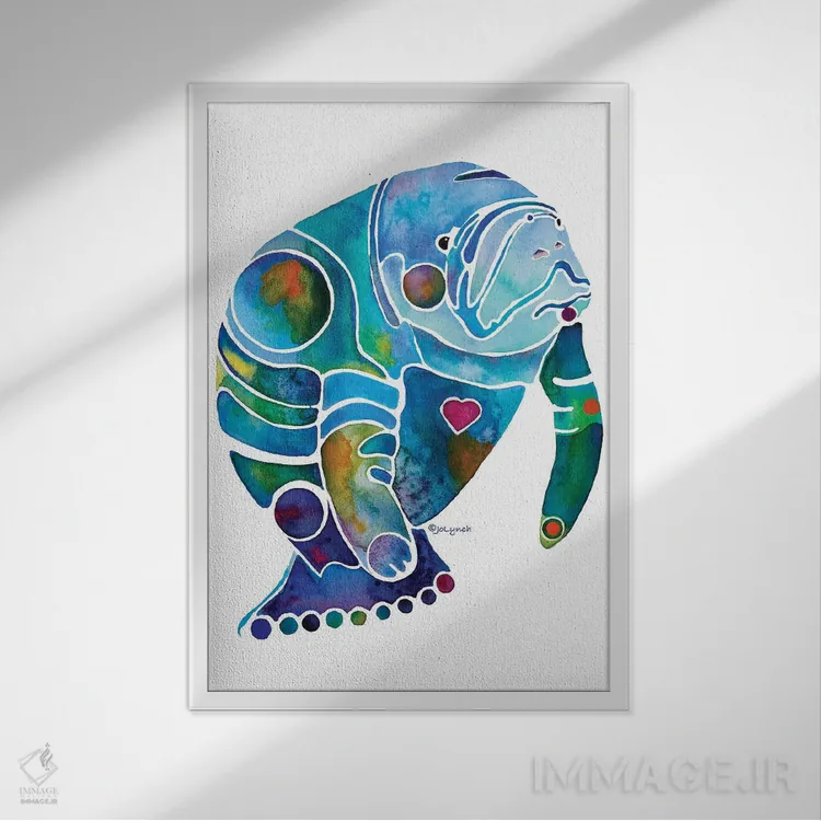 تابلو دکوراتیو گاو دریایی یک اثر جو لینچ - نمای قابدار سفید