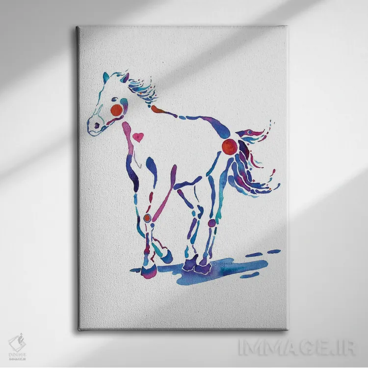 تابلو دکوراتیو کره اسب اثر جو لینچ - نمای روبهرو روی دیوار