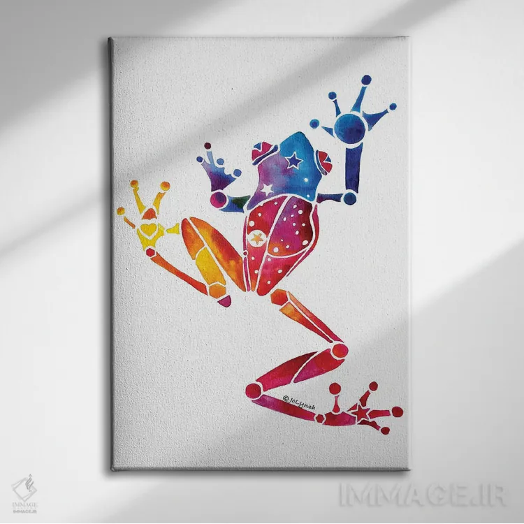 تابلو دکوراتیو قورباغه درختی اثر جو لینچ - نمای روبهرو روی دیوار