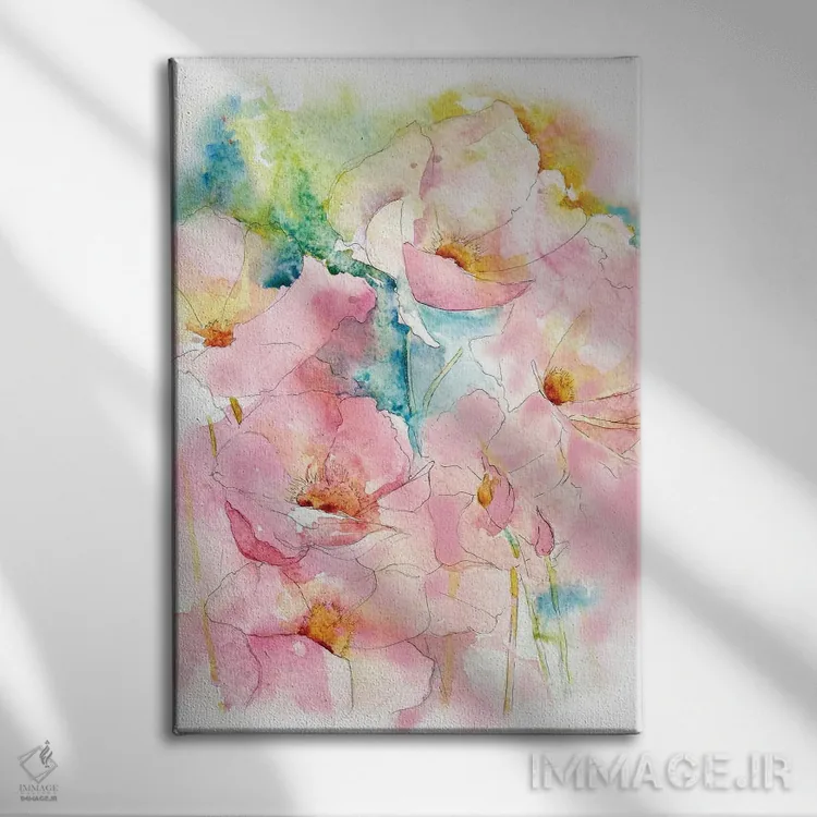 تابلو دکوراتیو شقایق های فرانسوی اثر جو لینچ - نمای روبهرو روی دیوار