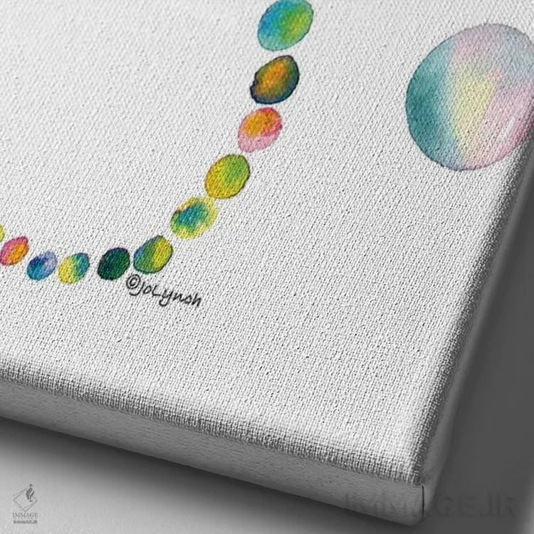 تابلو دکوراتیو اسب دریایی با حباب ها اثر جو لینچ - نمای نزدیک بافت بوم