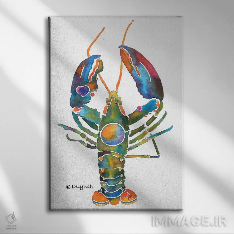 تابلو دکوراتیو خرچنگ با چنگال های خمیده اثر جو لینچ - نمای روبهرو روی دیوار