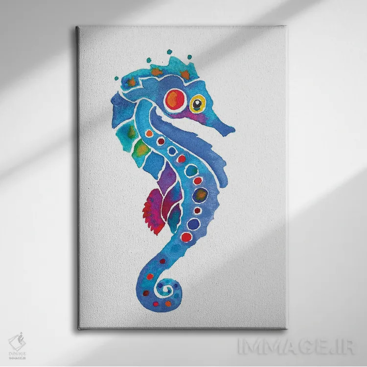تابلو دکوراتیو اسب دریایی شماره دو اثر جو لینچ - نمای روبهرو روی دیوار