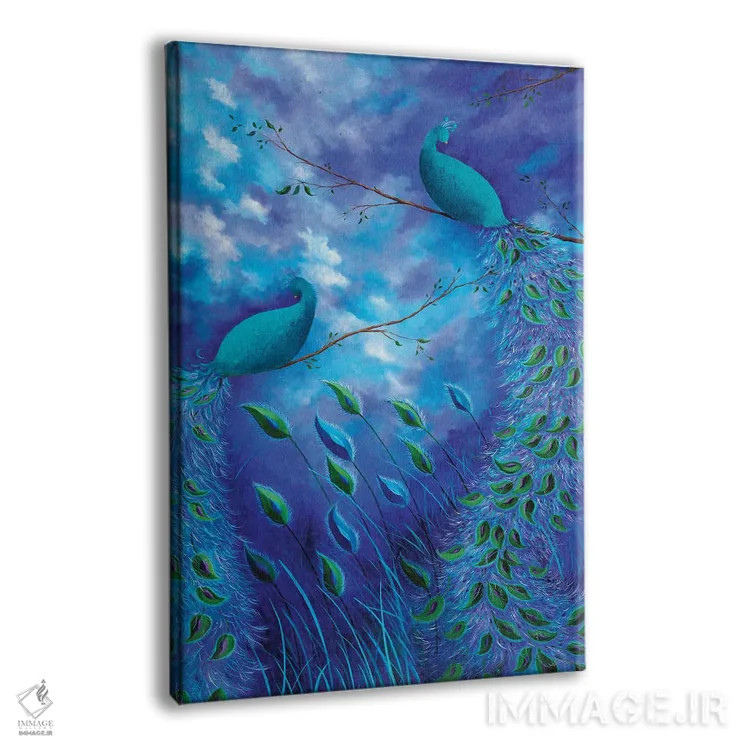 تابلو دکوراتیو باغ طاووس آبی اثر جولیز - نمای پرسپکتیو محصول