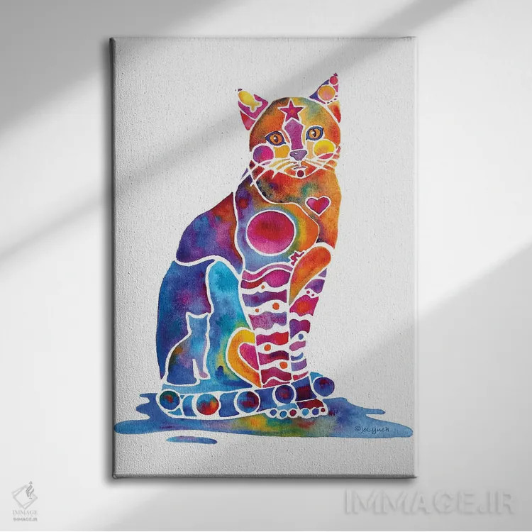 تابلو دکوراتیو گربه کارلی اثر جو لینچ - نمای روبهرو روی دیوار