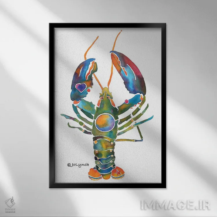 تابلو دکوراتیو خرچنگ با چنگال های خمیده اثر جو لینچ - نمای قابدار مشکی