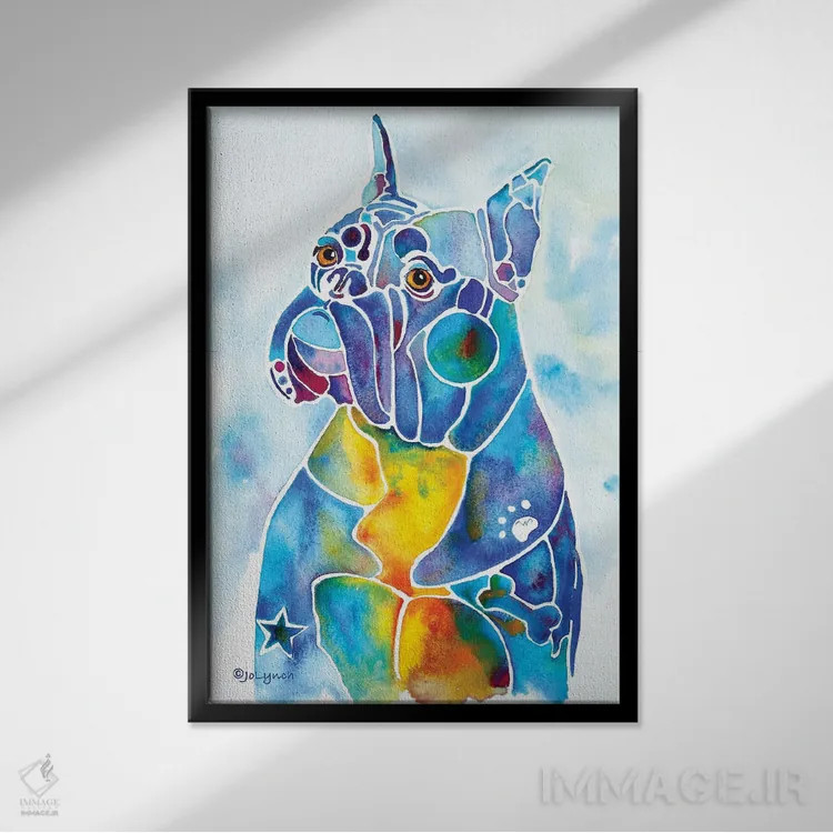 تابلو دکوراتیو باکسر اثر جو لینچ - نمای قابدار مشکی