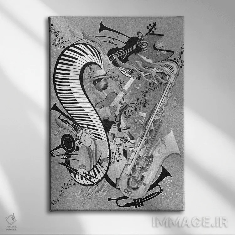 تابلو دکوراتیو اجرای داغ جز قرمز اثر جولیز - نمای روبهرو روی دیوار