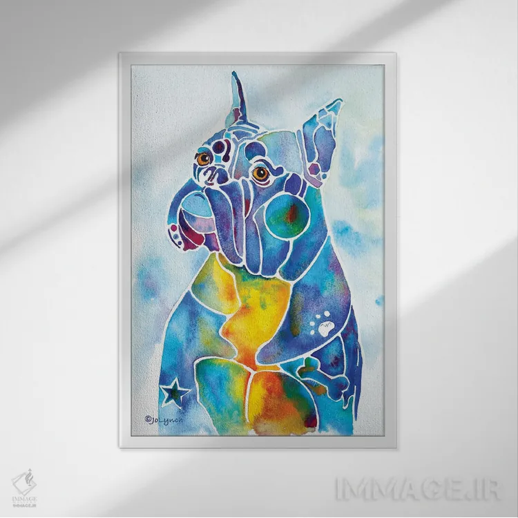 تابلو دکوراتیو باکسر اثر جو لینچ - نمای قابدار سفید