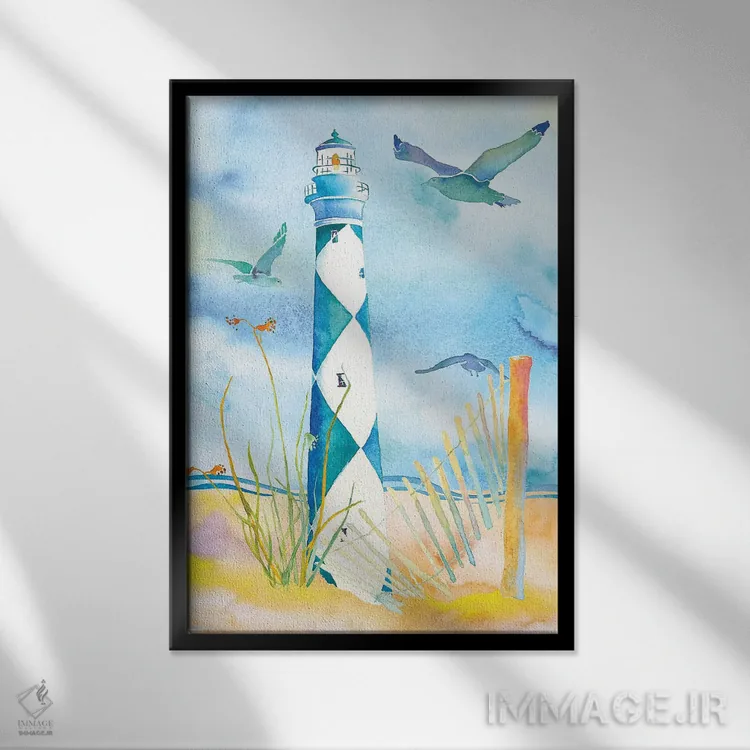 تابلو دکوراتیو فانوس دریایی کارولینای دوم اثر جو لینچ - نمای قابدار مشکی