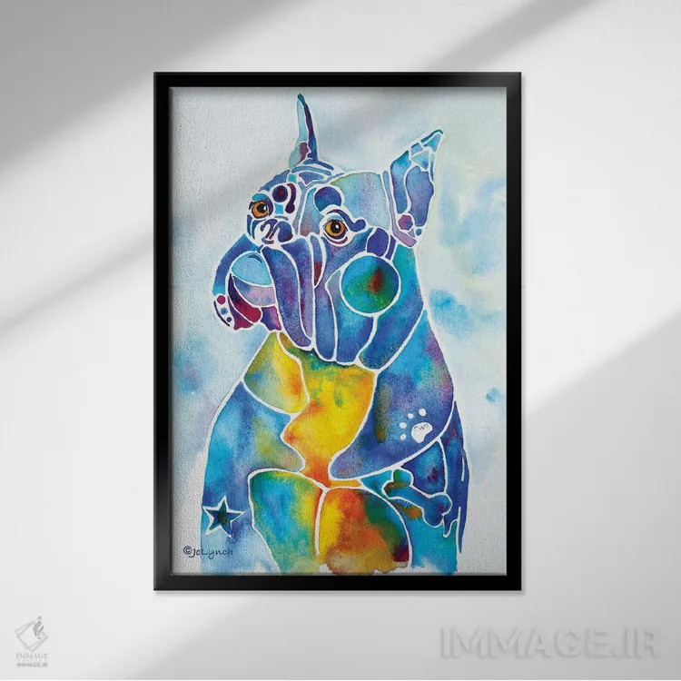 تابلو دکوراتیو نژاد سگ باکسر اثر جو لینچ - نمای قابدار مشکی