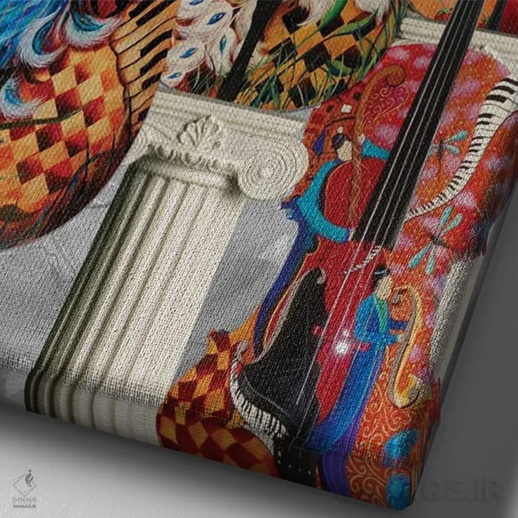 تابلو دکوراتیو ویولنسل اثر جولیز - نمای نزدیک بافت بوم