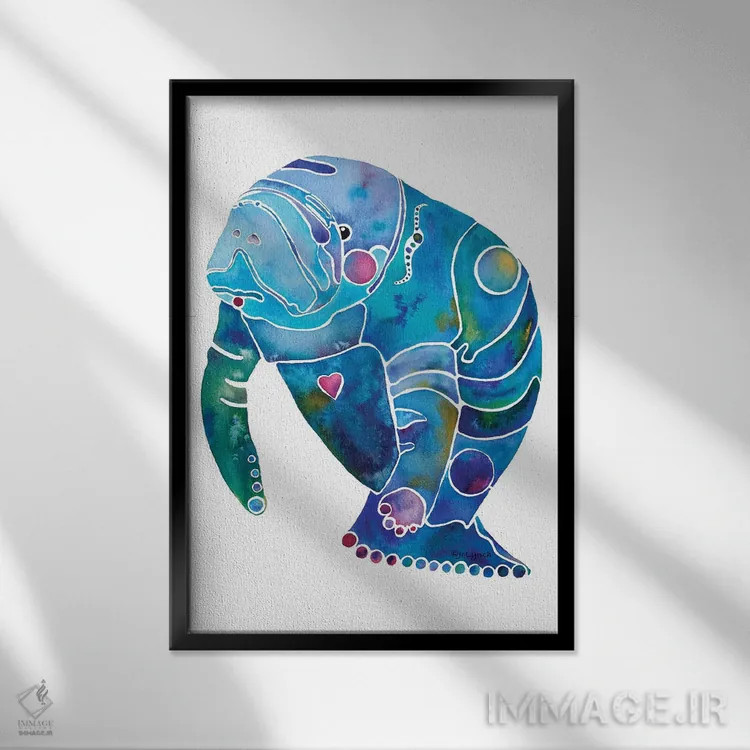 تابلو دکوراتیو گاو دریایی شماره دو اثر جو لینچ - نمای قابدار مشکی