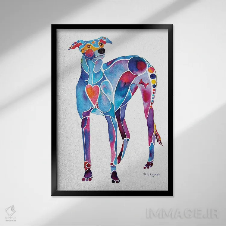 تابلو دکوراتیو نجات سگ گریهوند شماره دو اثر جو لینچ - نمای قابدار مشکی