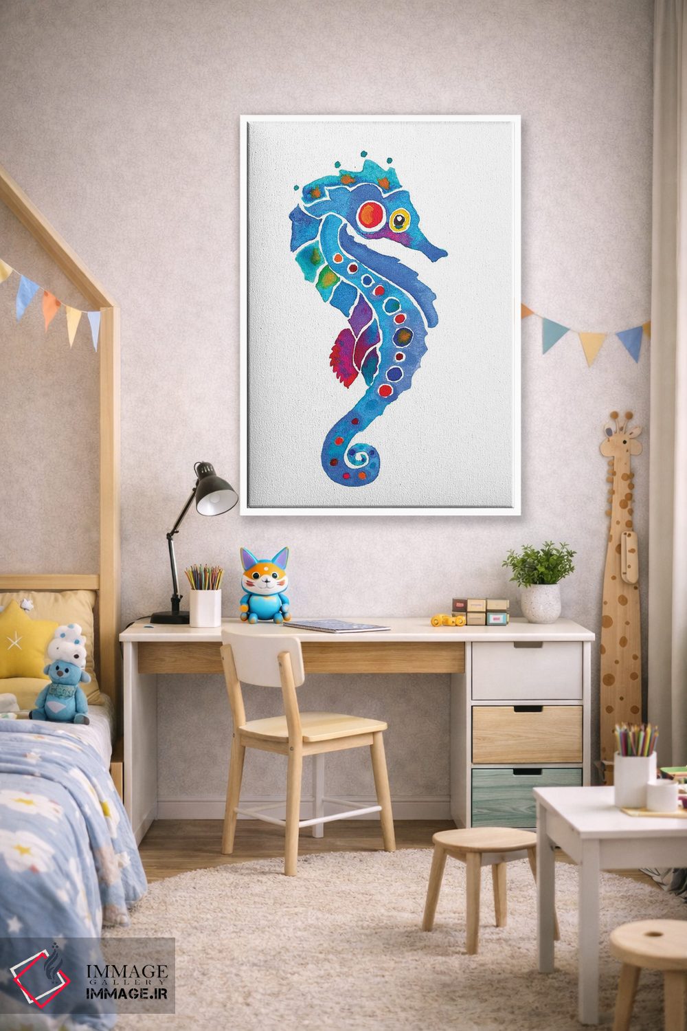 تابلو دکوراتیو اسب دریایی شماره دو اثر جو لینچ - D1W