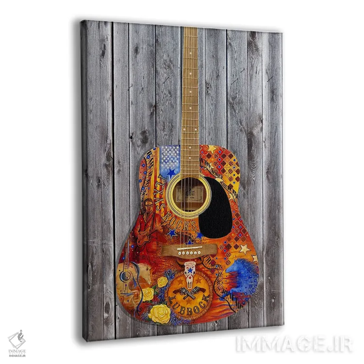 تابلو دکوراتیو گیتار پرچم سنگ های تگزاس اثر جولیز - نمای پرسپکتیو محصول