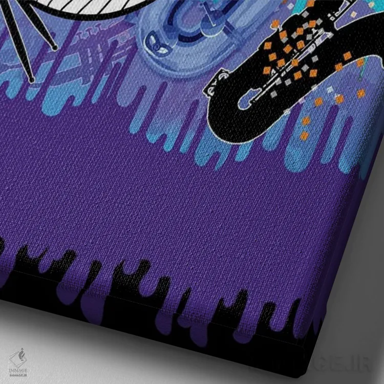 تابلو دکوراتیو موسیقی جز آبی اثر جولیز - نمای نزدیک بافت بوم