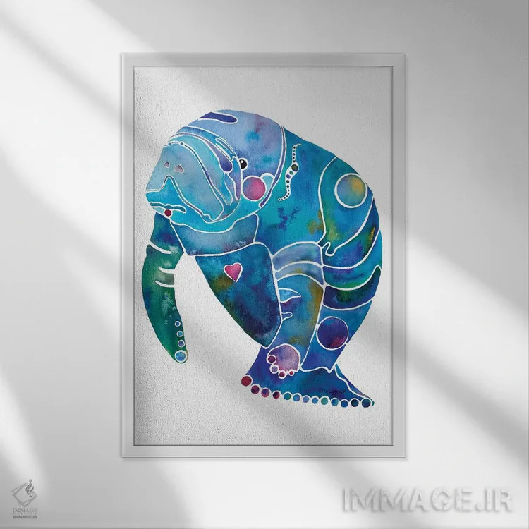تابلو دکوراتیو گاو دریایی شماره دو اثر جو لینچ - نمای قابدار سفید