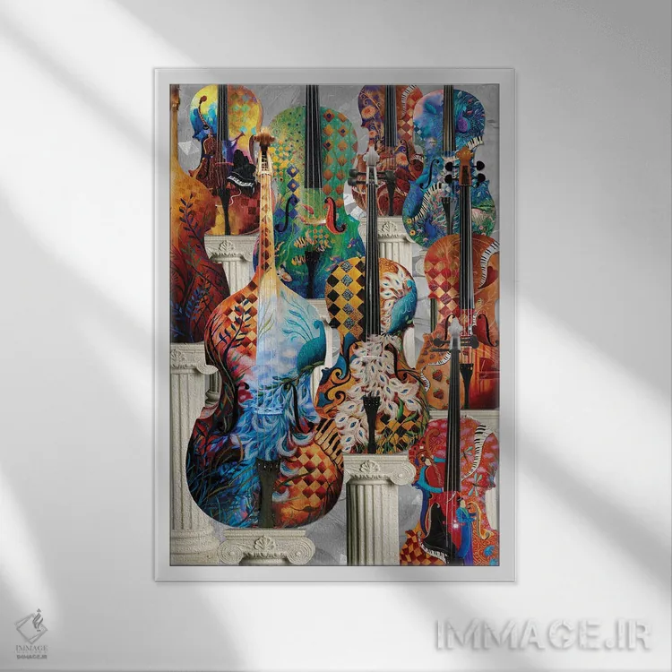 تابلو دکوراتیو ویولنسل اثر جولیز - نمای قابدار سفید