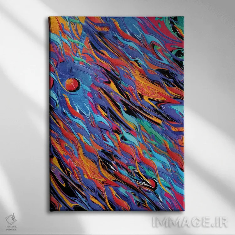 تابلو انتزاعی گیتار ذوب شده اثر جولیز - نمای روبهرو روی دیوار