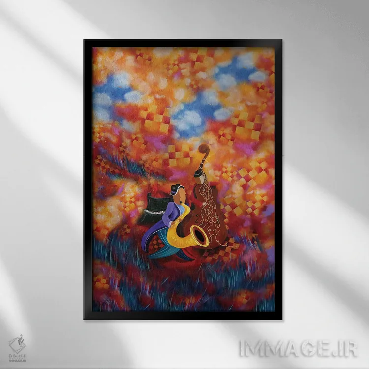 تابلو دکوراتیو سازندگان موسیقی اثر جولیز - نمای قابدار مشکی