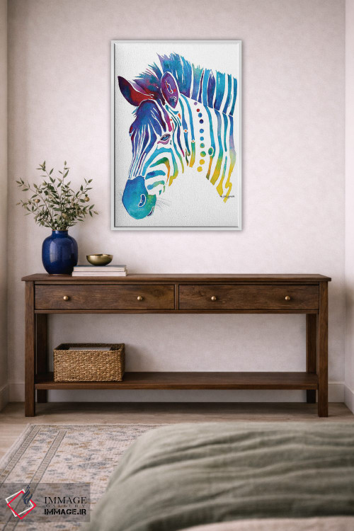 تابلو دکوراتیو گورخر رنگارنگ اثر جو لینچ - D4W