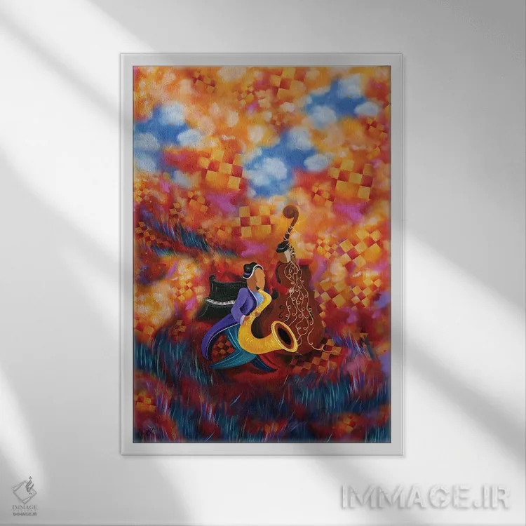 تابلو دکوراتیو سازندگان موسیقی اثر جولیز - نمای قابدار سفید