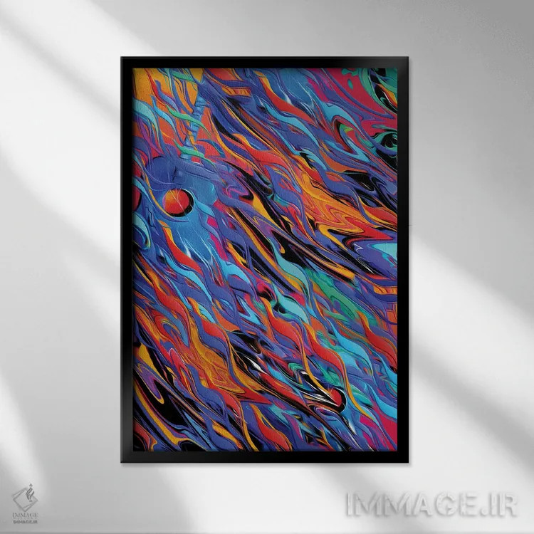 تابلو انتزاعی گیتار ذوب شده اثر جولیز - نمای قابدار مشکی