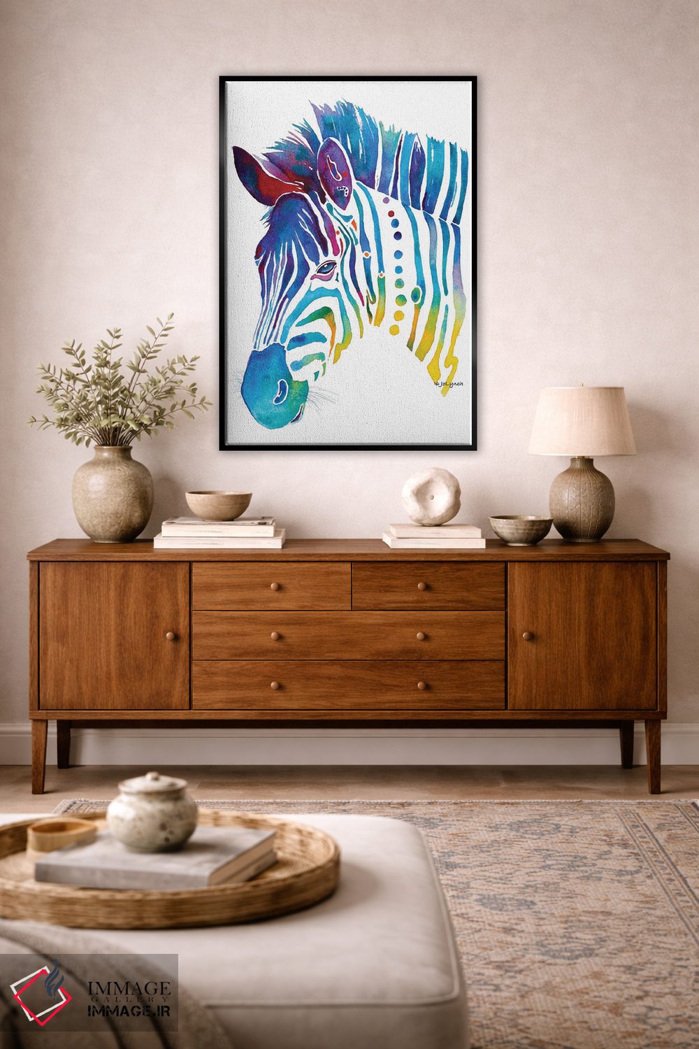 تابلو دکوراتیو گورخر رنگارنگ اثر جو لینچ - D6B