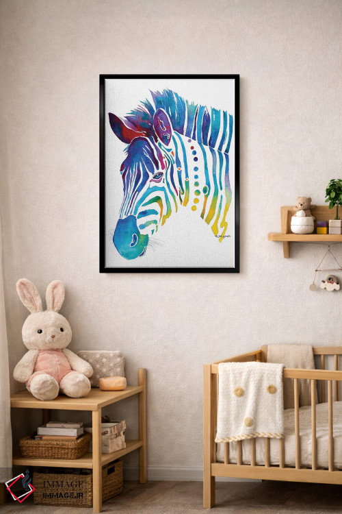 تابلو دکوراتیو گورخر رنگارنگ اثر جو لینچ - D5B