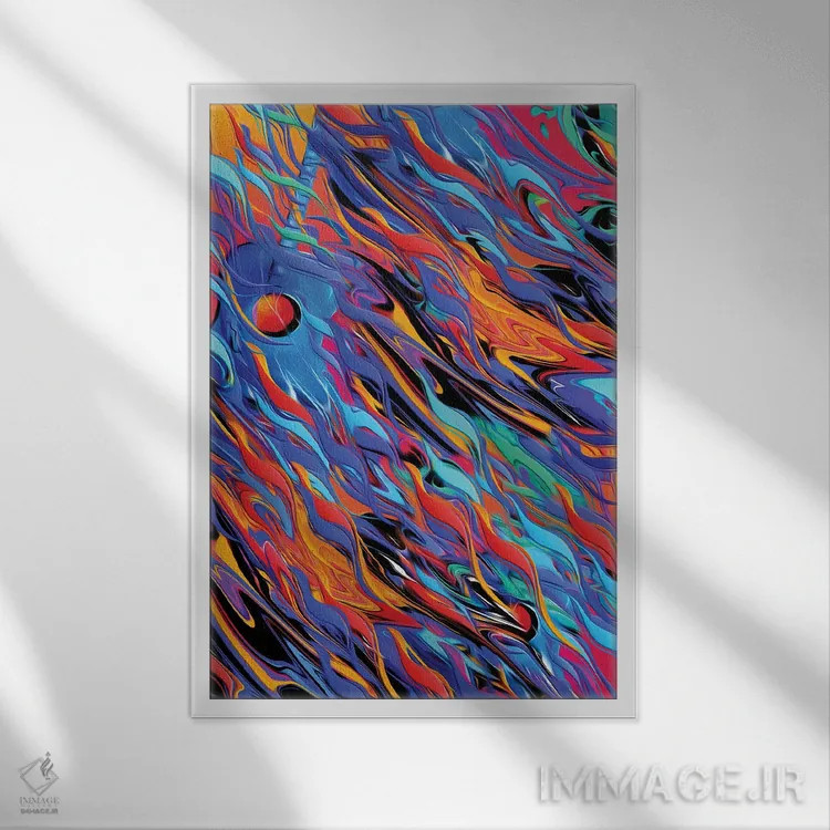 تابلو انتزاعی گیتار ذوب شده اثر جولیز - نمای قابدار سفید