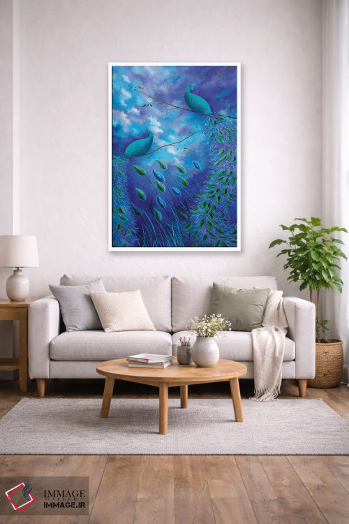 تابلو دکوراتیو باغ طاووس آبی اثر جولیز - D1W