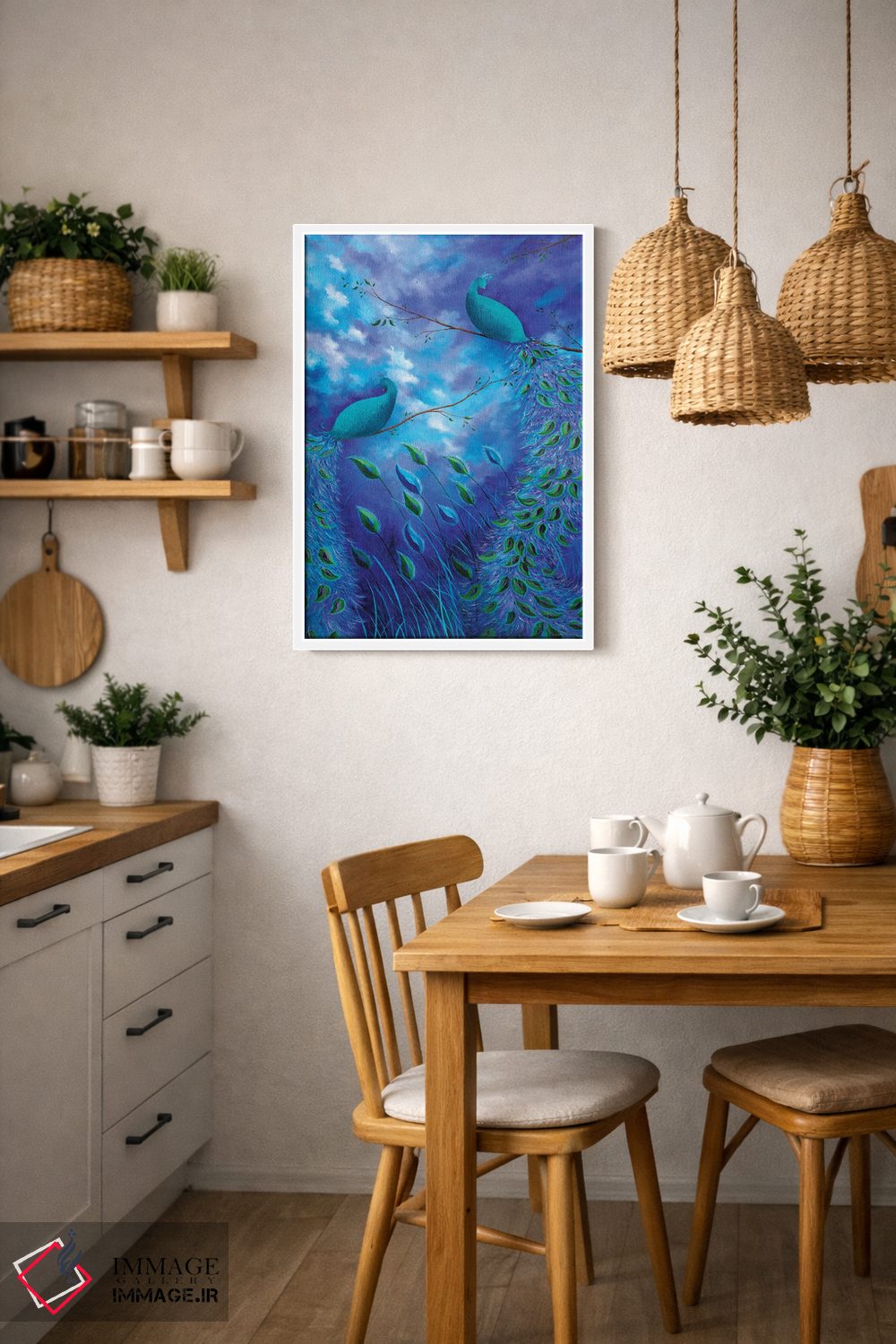 تابلو دکوراتیو باغ طاووس آبی اثر جولیز - D3W