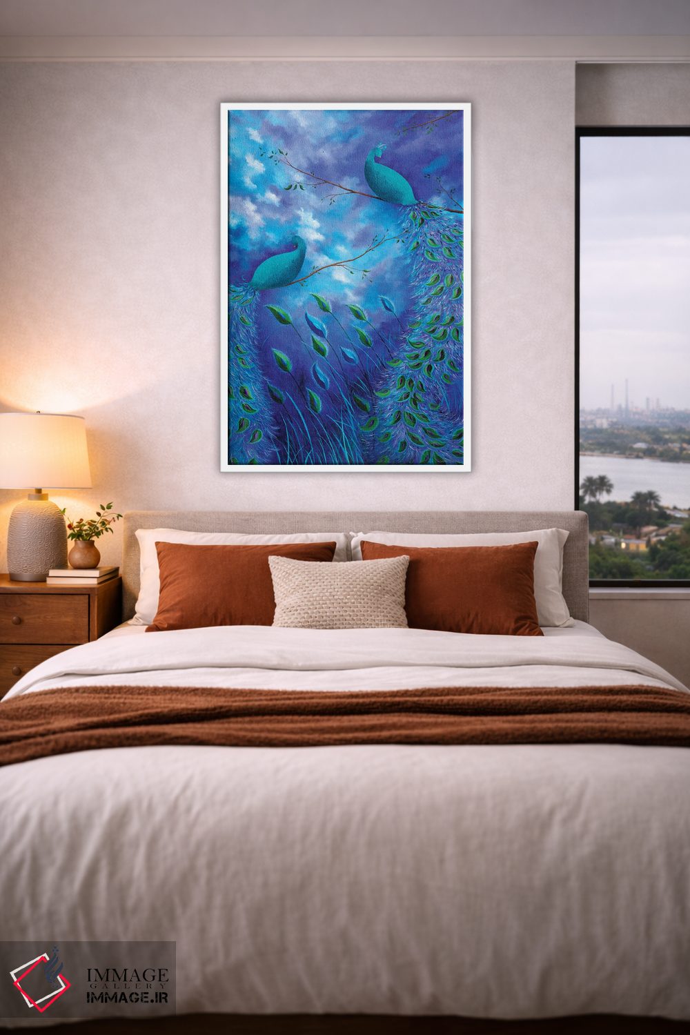 تابلو دکوراتیو باغ طاووس آبی اثر جولیز - D4W