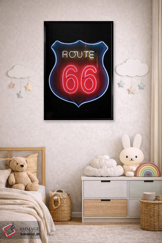 تابلو دکوراتیو Albuquerque, New Mexico, USA,تابلوی نئونی جاده ۶۶ آمریک… اثر ژولین مک رابرتس - D6B