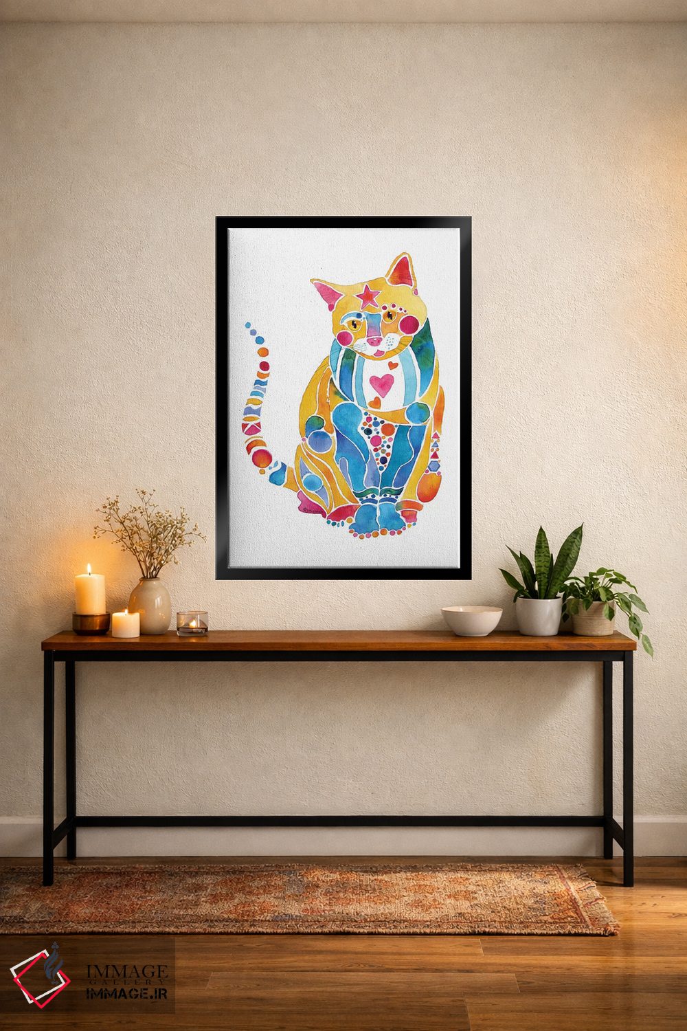 تابلو دکوراتیو گربه جواهرین فانتزی اثر جو لینچ - D4B