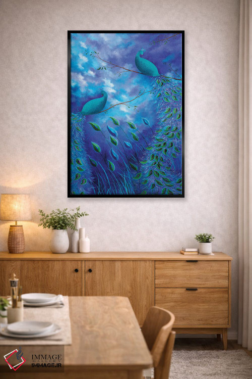 تابلو دکوراتیو باغ طاووس آبی اثر جولیز - D6B