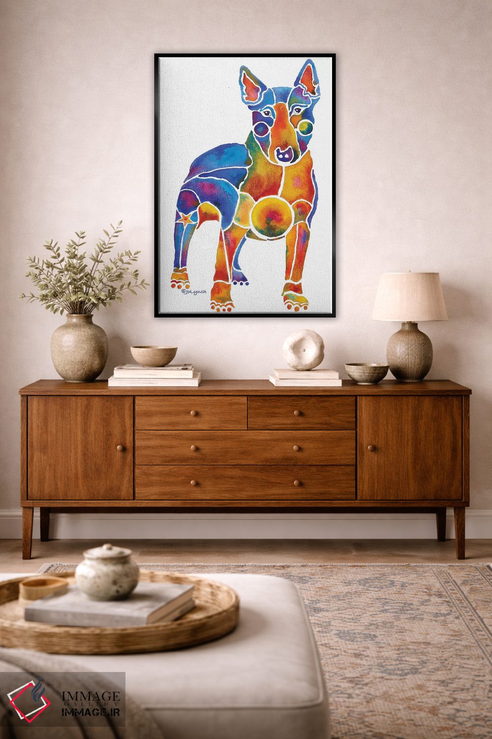 تابلو دکوراتیو سگ بول تریر روی زمینه سفید اثر جو لینچ - D4B